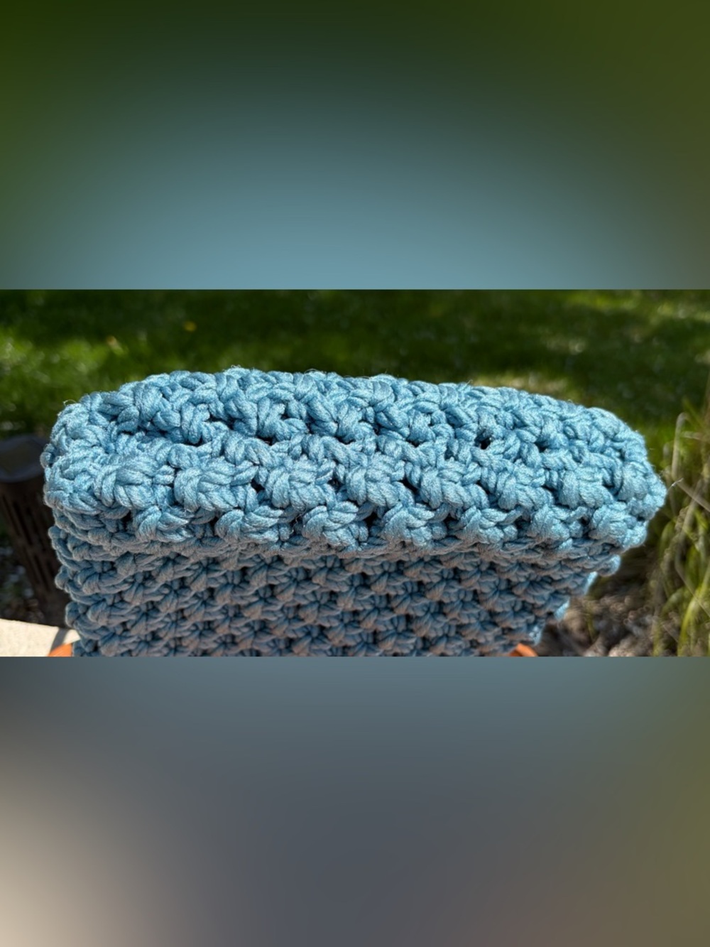 Vintage Macrame Handbag Blue Nylon Handmade EUC - Picture 9 of 11